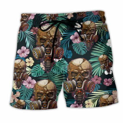 Skull Style Lover Flower - Beach Short - Owl Ohh - Owl Ohh