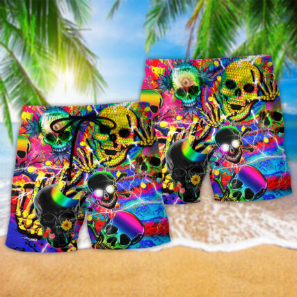 Skull Sweet Skull Say Hi Color - Beach Short - Owl Ohh - Owl Ohh
