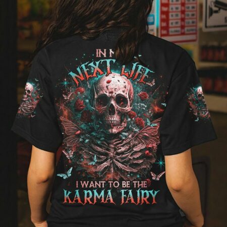 KARMA FAIRY SKULL WITH ROSES ALL OVER PRINT - TLNO2703232