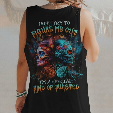 DON'T TRY TO FIGURE ME OUT TWO FACED SKULL ALL OVER PRINT - TLTR0404235