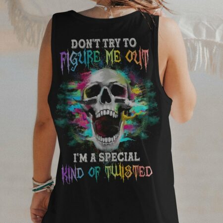 DON'T TRY TO FIGURE ME OUT COLORFUL SKULL ALL OVER PRINT - YHNT2803231