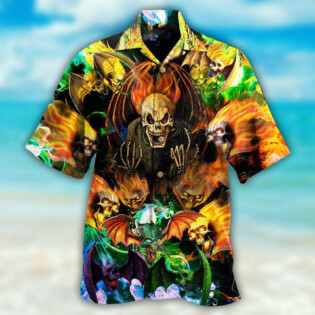 Skull With Bat Wings - Hawaiian Shirt - Owl Ohh - Owl Ohh