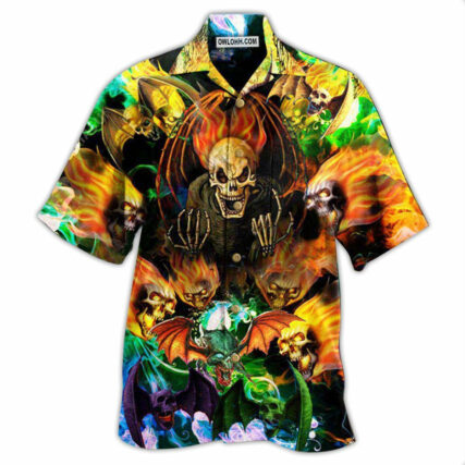 Skull With Bat Wings - Hawaiian Shirt - Owl Ohh - Owl Ohh
