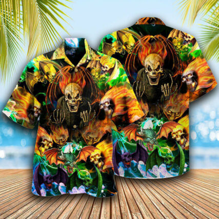 Skull With Bat Wings - Hawaiian Shirt - Owl Ohh - Owl Ohh