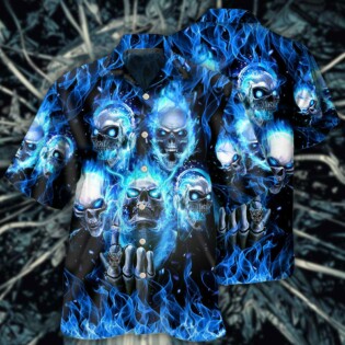 Skull Blue Skull Angry Style - Hawaiian Shirt - Owl Ohh - Owl Ohh