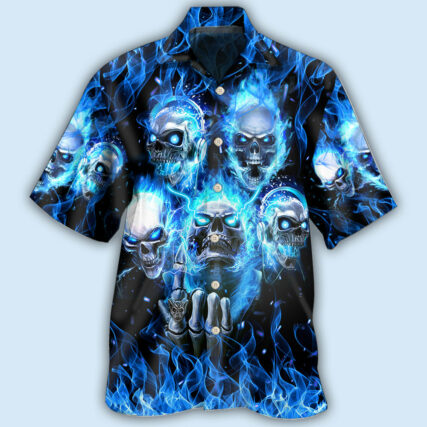 Skull Blue Skull Angry Style - Hawaiian Shirt - Owl Ohh - Owl Ohh