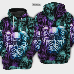 Skull Neither Hear Nor See  - Hoodie - HOOD09TNH230921