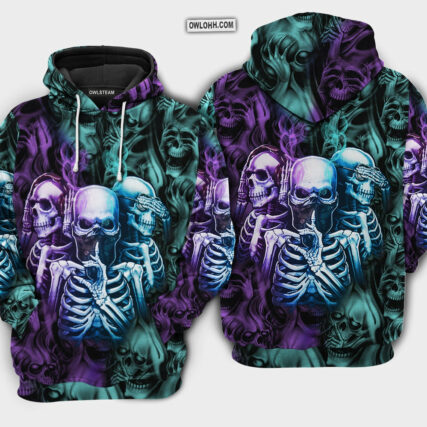 Skull Neither Hear Nor See  - Hoodie - HOOD09TNH230921