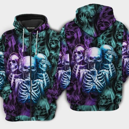 Skull Neither Hear Nor See  - Hoodie - HOOD09TNH230921