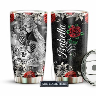 Skull Couple Love With Rose Personalized - Tumbler - Owl Ohh - Owl Ohh