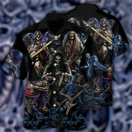 Guitar And Skull - Hawaiian Shirt - Owl Ohh - Owl Ohh