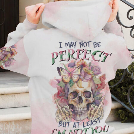 I MAY NOT BE PERFECT WATERCOLOR SKULL FLORAL ALL OVER PRINT - TLTR1204233