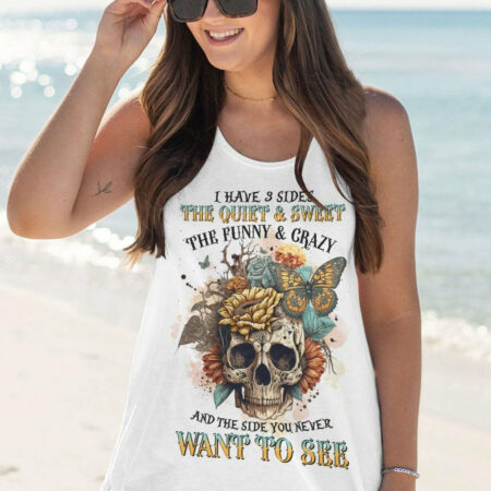 I HAVE THREE SIDES VINTAGE FLOWER SKULL ALL OVER PRINT - TLTR1804232