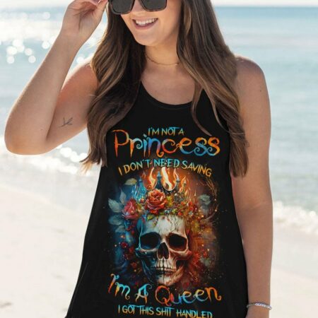 I'M NOT A PRINCESS I'M A QUEEN SKULL ROSE FIRE ALL OVER PRINT - TLTR3003232