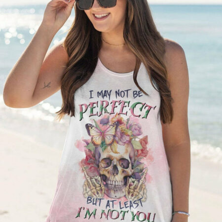 I MAY NOT BE PERFECT WATERCOLOR SKULL FLORAL ALL OVER PRINT - TLTR1204233