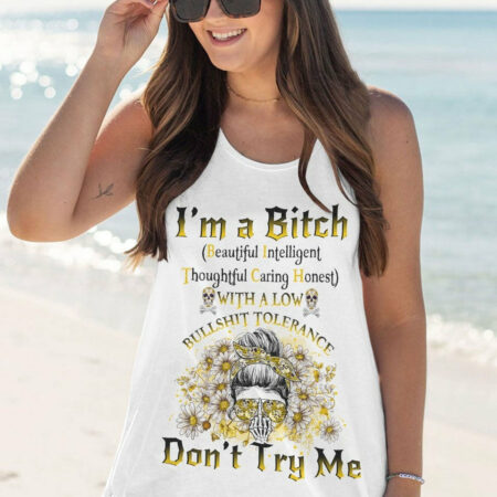 I'M A B DON'T TRY ME MESSY BUN DAISY ALL OVER PRINT - TLNO1704232