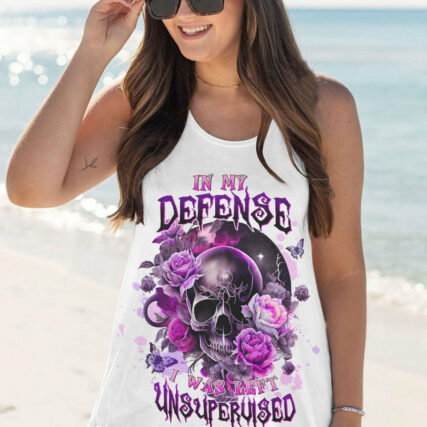 IN MY DEFENSE I WAS LEFT UNSUPERVISED SKULL ROSE MOON ALL OVER PRINT - TLTW1804234