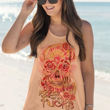 FRESH OUT OF F TIE DYE FLOWER SKULL ALL OVER PRINT - TLTR0303232