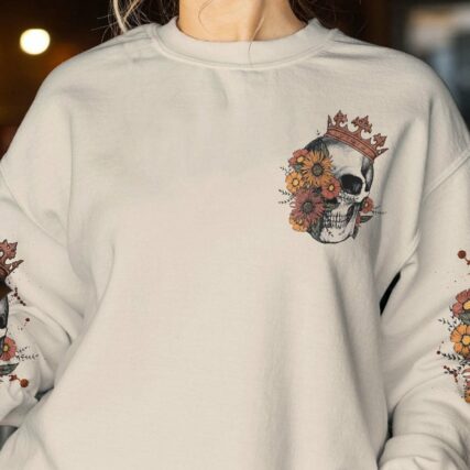 I'M THE F QUEEN FLORAL SKULL ALL OVER PRINT - TLNZ0405232