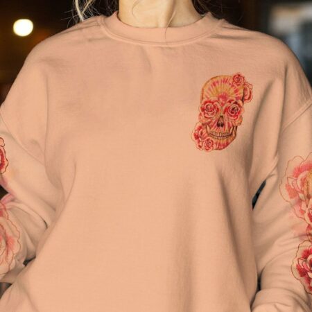 FRESH OUT OF F TIE DYE FLOWER SKULL ALL OVER PRINT - TLTR0303232