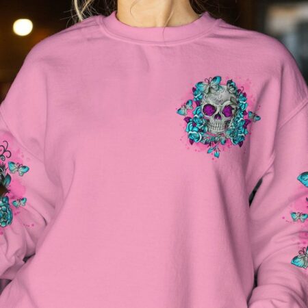 I'M A B DON'T TRY ME TATTOOED FLOWER SKULL ALL OVER PRINT - TLNO2402232