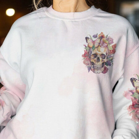I MAY NOT BE PERFECT WATERCOLOR SKULL FLORAL ALL OVER PRINT - TLTR1204233