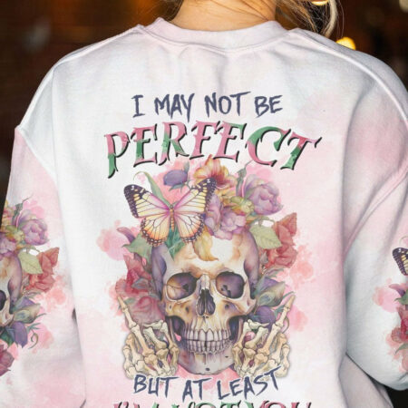 I MAY NOT BE PERFECT WATERCOLOR SKULL FLORAL ALL OVER PRINT - TLTR1204233