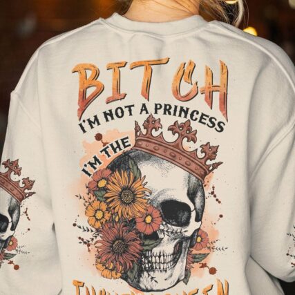 I'M THE F QUEEN FLORAL SKULL ALL OVER PRINT - TLNZ0405232