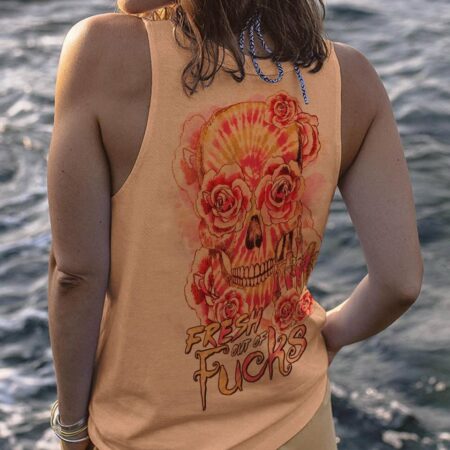 FRESH OUT OF F TIE DYE FLOWER SKULL ALL OVER PRINT - TLTR0303232