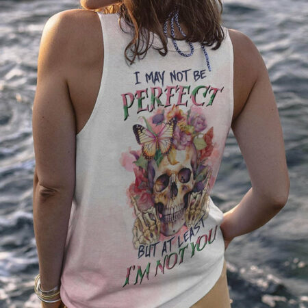 I MAY NOT BE PERFECT WATERCOLOR SKULL FLORAL ALL OVER PRINT - TLTR1204233