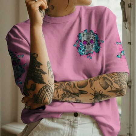 I'M A B DON'T TRY ME TATTOOED FLOWER SKULL ALL OVER PRINT - TLNO2402232