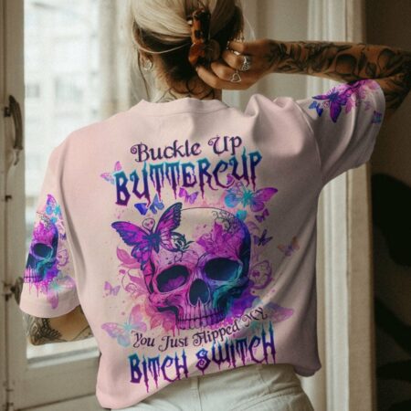 BUCKLE UP BUTTERCUP SKULL ALL OVER PRINT - TLTW2704231