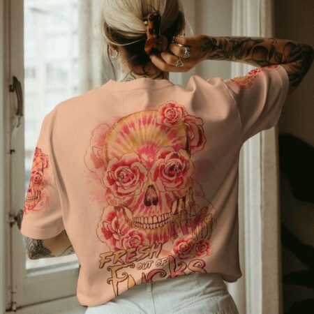FRESH OUT OF F TIE DYE FLOWER SKULL ALL OVER PRINT - TLTR0303232