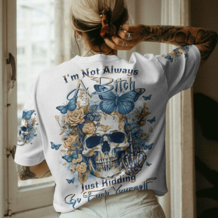 I'M NOT ALWAYS A B FLOWER SKULL ALL OVER PRINT - TLNO1404232
