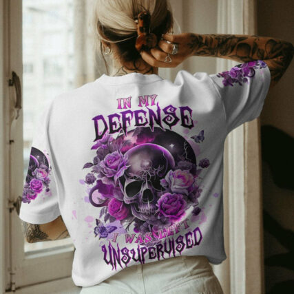 IN MY DEFENSE I WAS LEFT UNSUPERVISED SKULL ROSE MOON ALL OVER PRINT - TLTW1804234