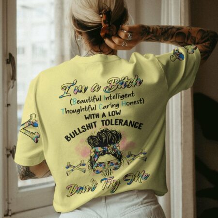 I'M A B DON'T TRY ME MESSY BUN ALL OVER PRINT - TLTR2402233