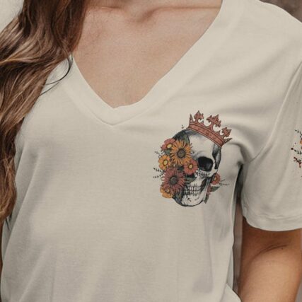 I'M THE F QUEEN FLORAL SKULL ALL OVER PRINT - TLNZ0405232