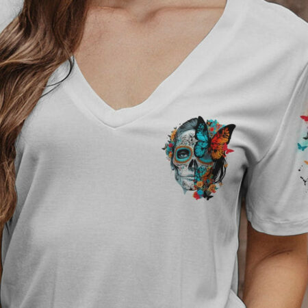 DON'T TRY TO FIGURE ME OUT SUGAR SKULL WITH BUTTERFLY ALL OVER PRINT - TLNZ1704231
