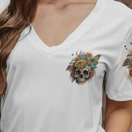 I HAVE THREE SIDES VINTAGE FLOWER SKULL ALL OVER PRINT - TLTR1804232