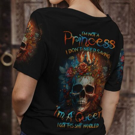 I'M NOT A PRINCESS I'M A QUEEN SKULL ROSE FIRE ALL OVER PRINT - TLTR3003232