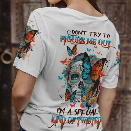 DON'T TRY TO FIGURE ME OUT SUGAR SKULL WITH BUTTERFLY ALL OVER PRINT - TLNZ1704231