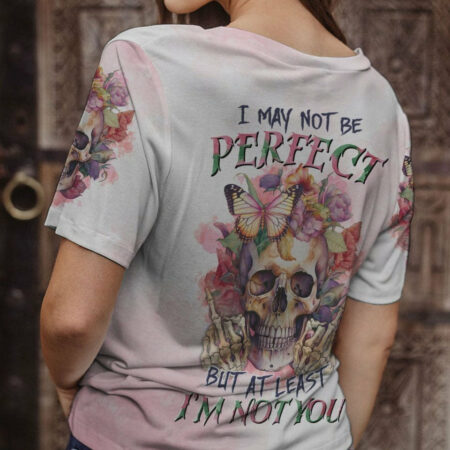 I MAY NOT BE PERFECT WATERCOLOR SKULL FLORAL ALL OVER PRINT - TLTR1204233