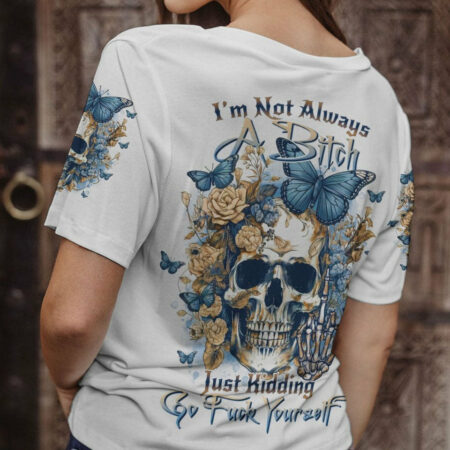 I'M NOT ALWAYS A B FLOWER SKULL ALL OVER PRINT - TLNO1404232