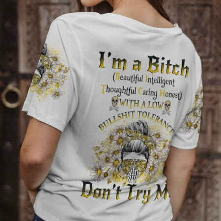 I'M A B DON'T TRY ME MESSY BUN DAISY ALL OVER PRINT - TLNO1704232