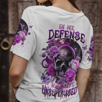 IN MY DEFENSE I WAS LEFT UNSUPERVISED SKULL ROSE MOON ALL OVER PRINT - TLTW1804234