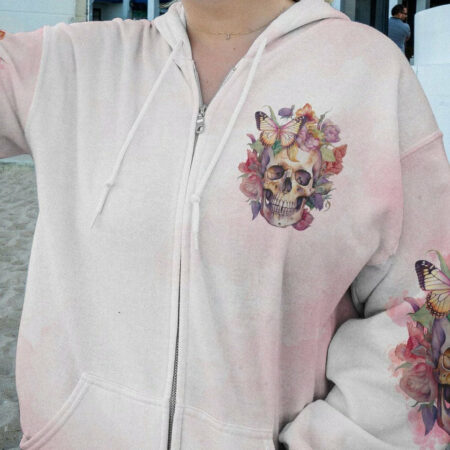 I MAY NOT BE PERFECT WATERCOLOR SKULL FLORAL ALL OVER PRINT - TLTR1204233