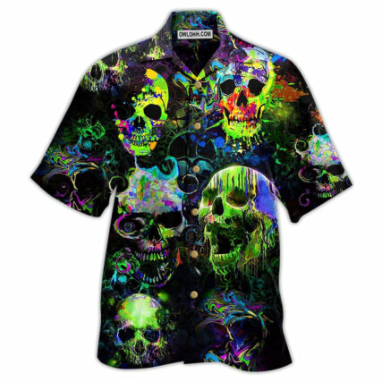 Skull Green Color Splash - Hawaiian Shirt - Owl Ohh - Owl Ohh