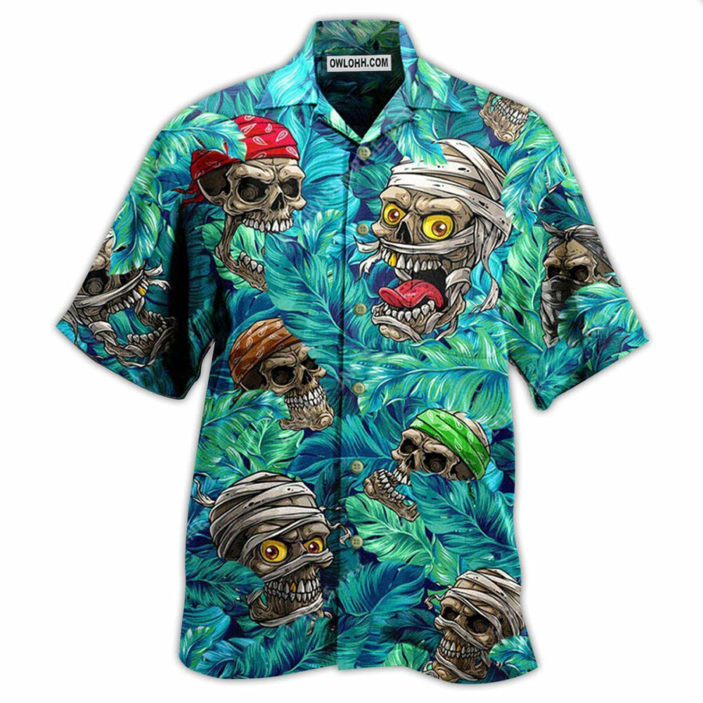 Skull Hide And Seek Tropical Leaf - Hawaiian Shirt - Owl Ohh - Owl Ohh