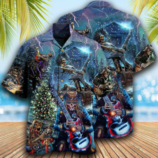 Skull Playing Rock Party Music - Hawaiian Shirt - Owl Ohh - Owl Ohh