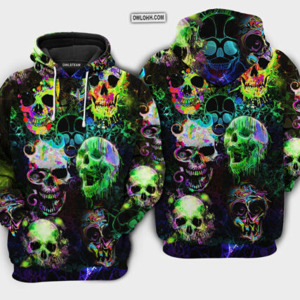 Skulls Green Color Splash - Hoodie - HOOD14TNH230921